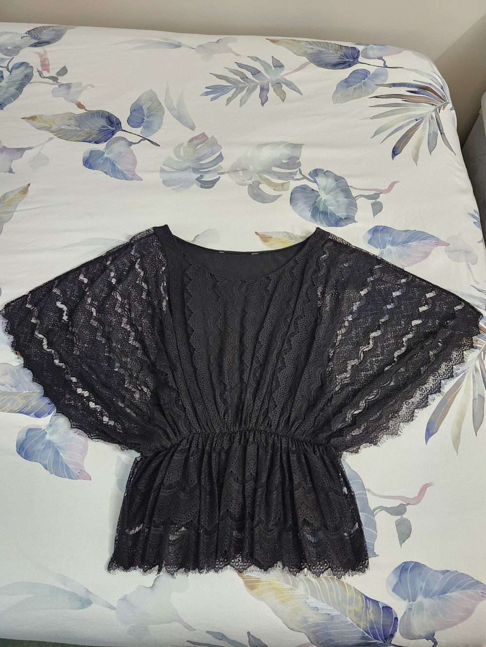 Black Lace Peplum Women's Top